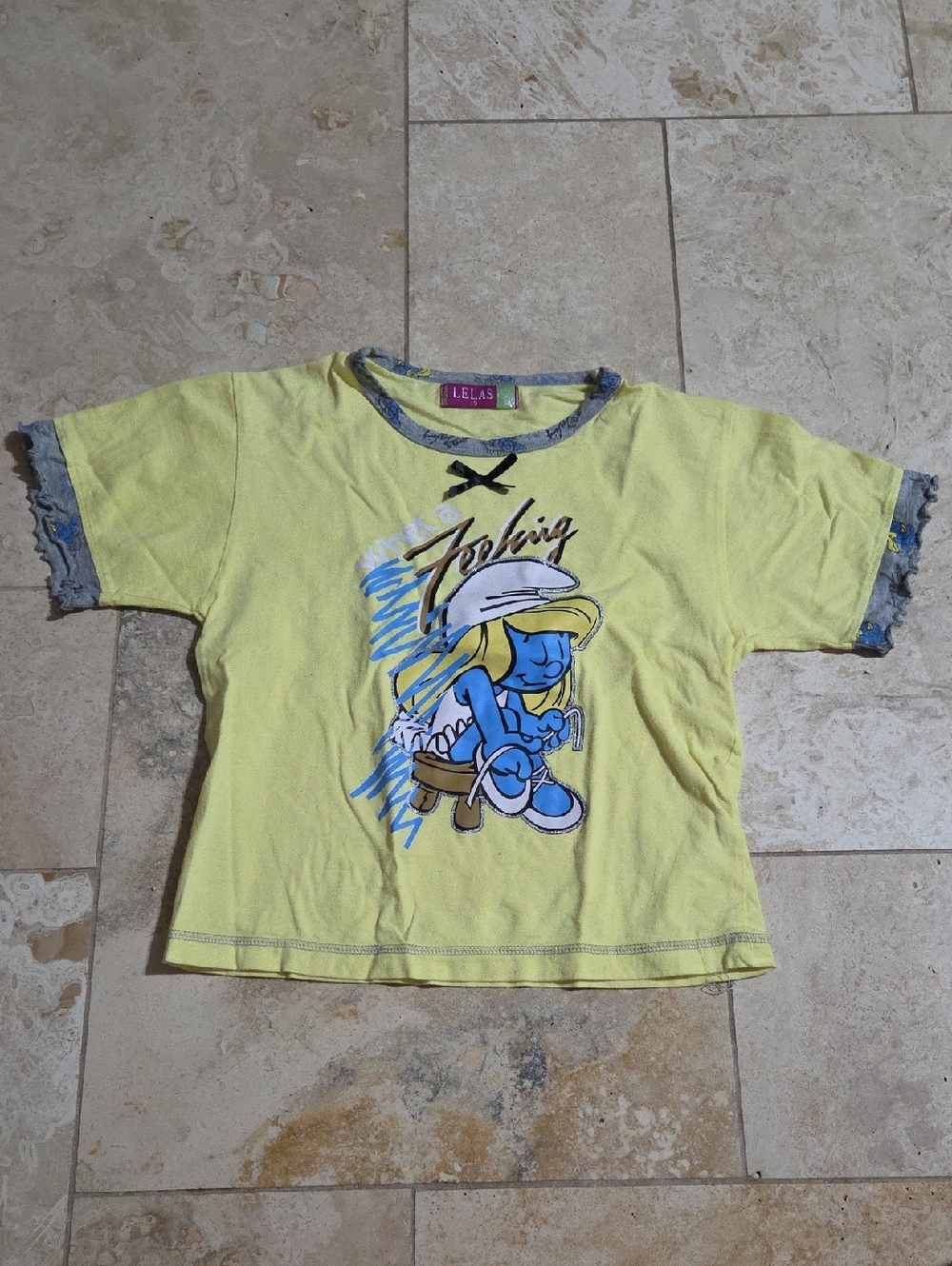 Lela Girls Size 12 Yellow Smurfs Ballet Smurfette Graphic Top
